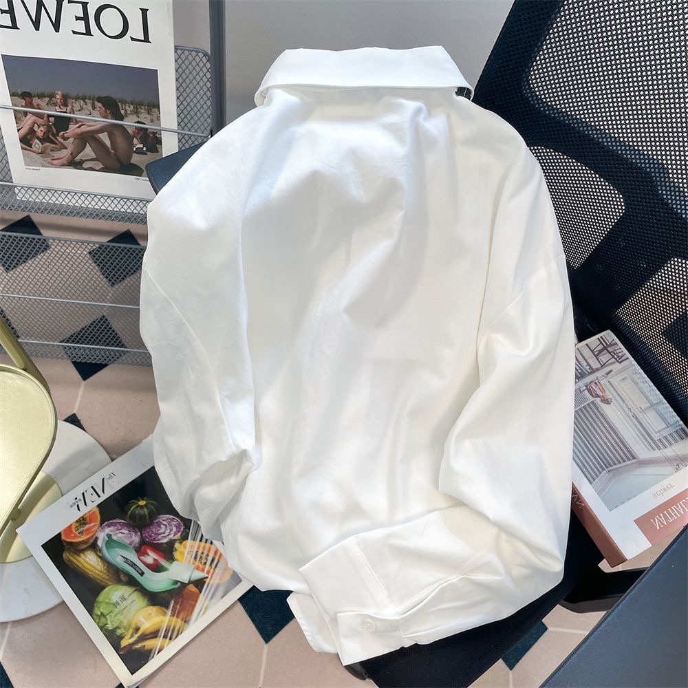 Women White Shirt Autumn Long Sleeve Jacket Top