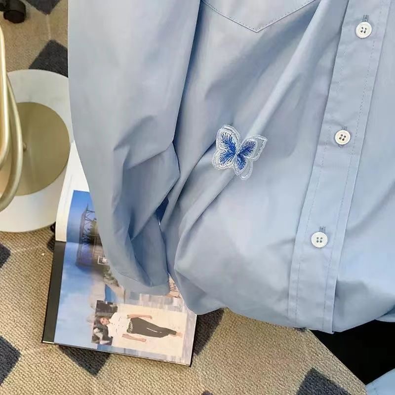 Women's Butterfly Edition Blue Long Sleeve Top