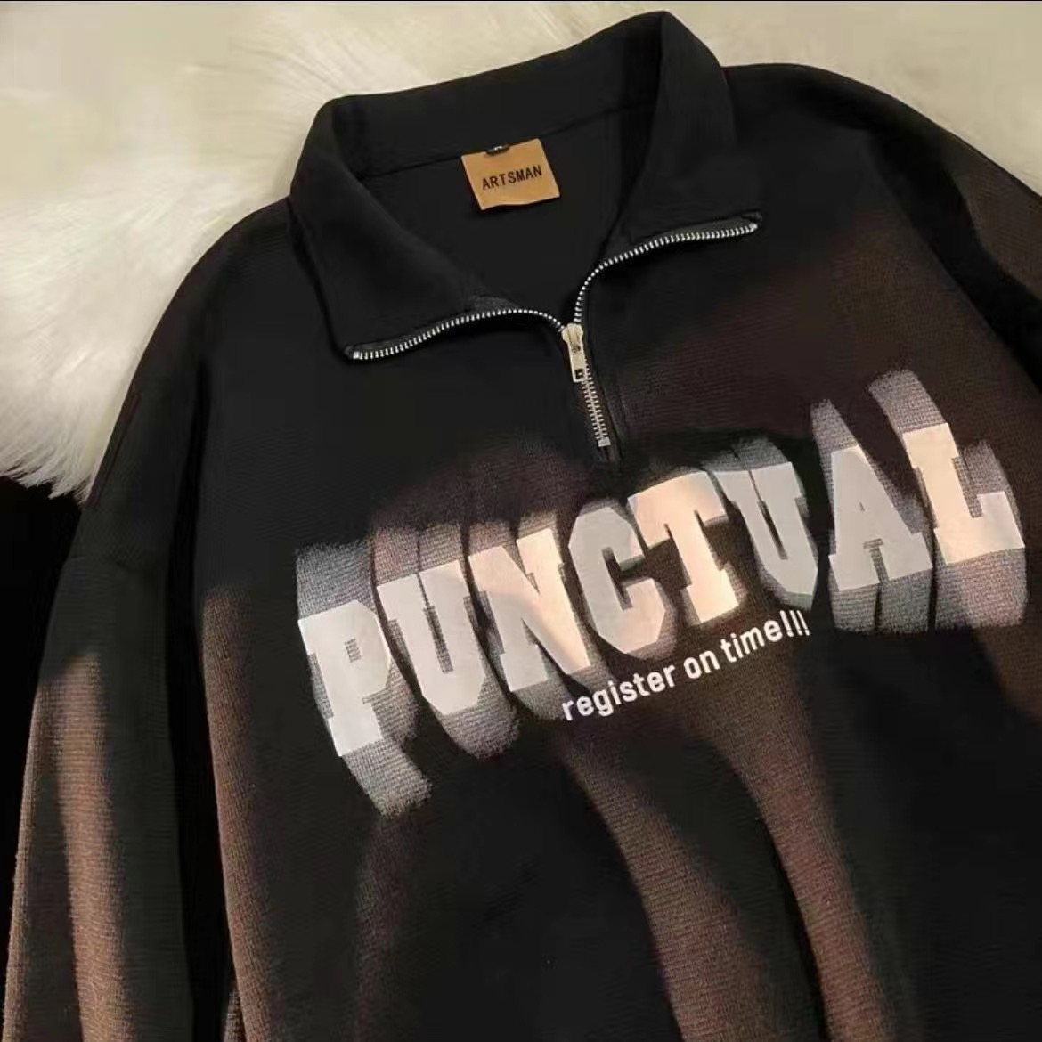 Half zip polo sweatshirt boys long sleeve top ins version