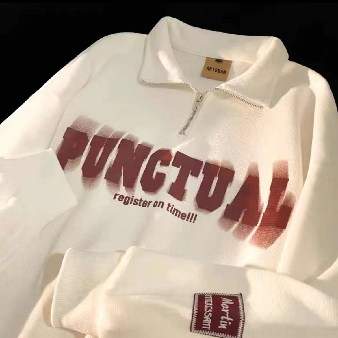 Half zip polo sweatshirt boys long sleeve top ins version