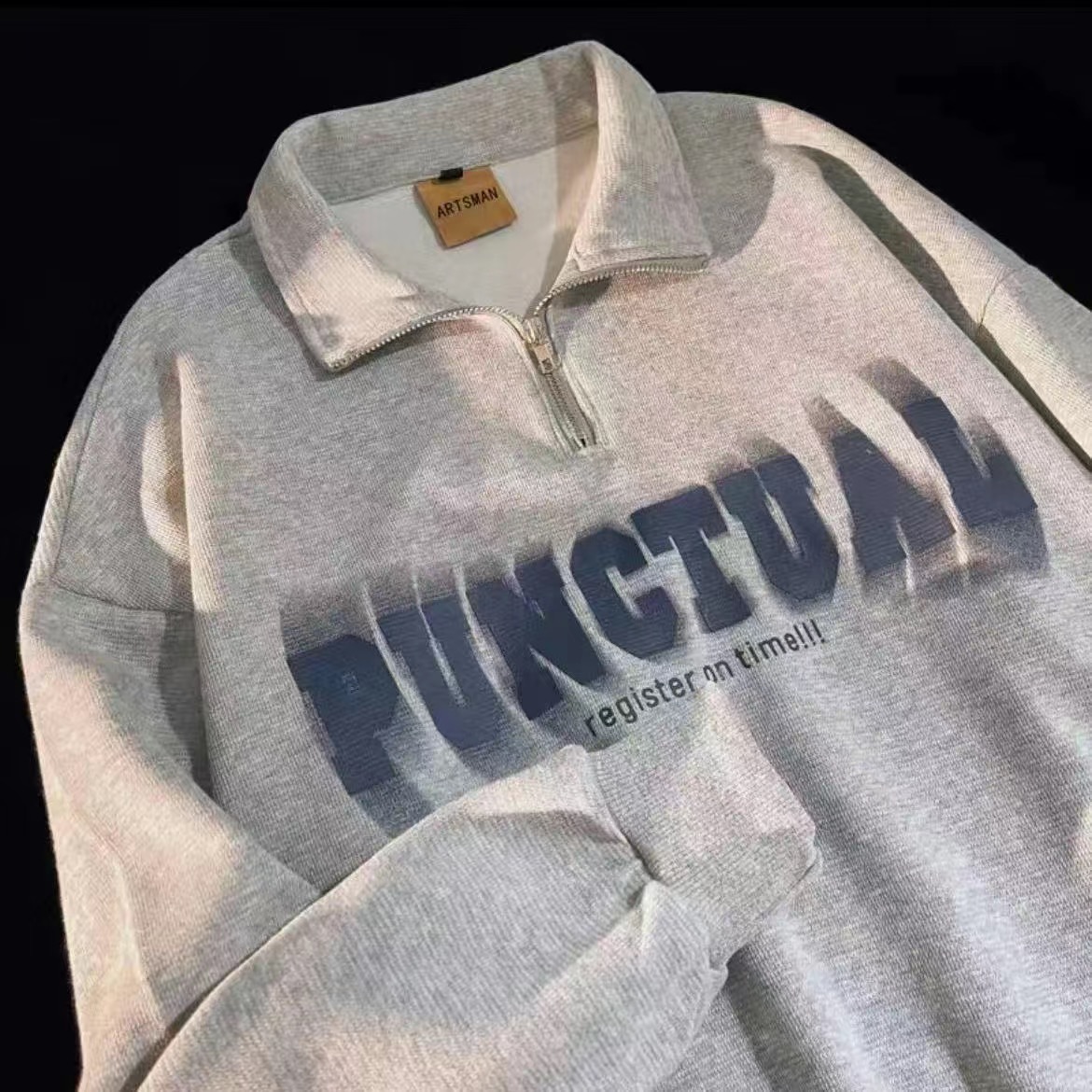 Half zip polo sweatshirt boys long sleeve top ins version