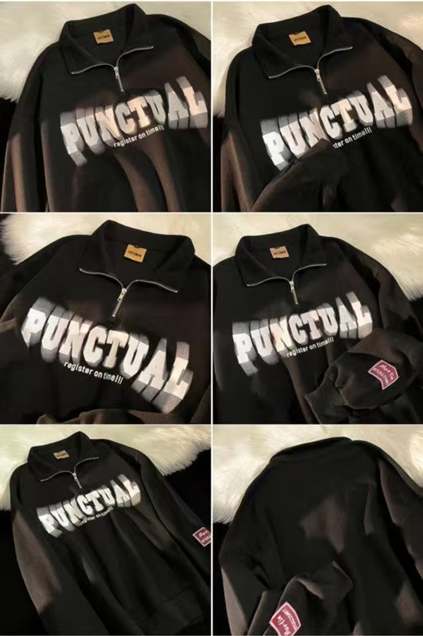 Half zip polo sweatshirt boys long sleeve top ins version